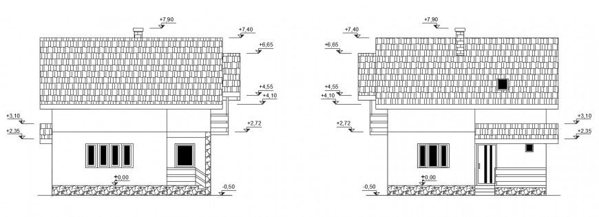 2d CAD drawings details of house elevation autocad file