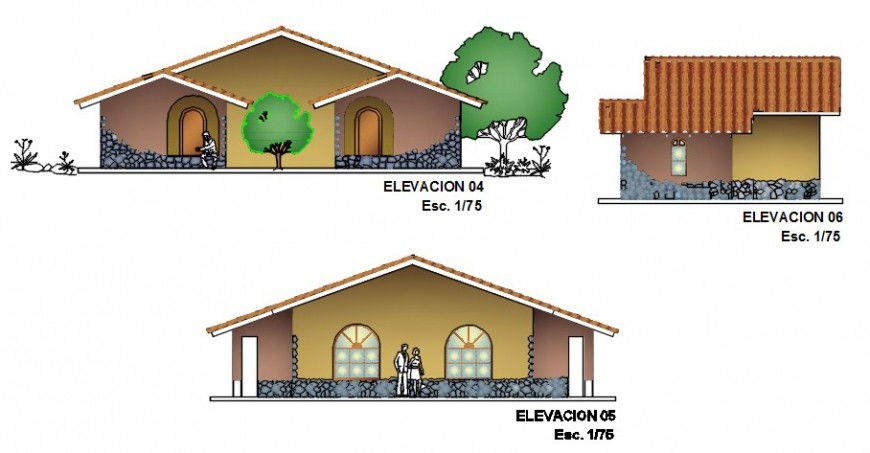 2d CAD drawings details of house elevation autocad software file