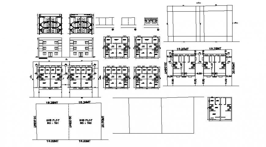 2d CAD drawings details of housing apartment plan elevation and section dwg file