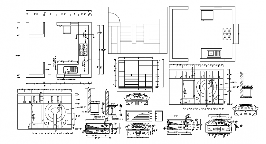 2d CAD drawings details of kitchen area plan in autocad file