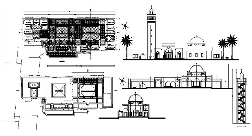 2d CAD drawings details of mosque building units dwg file
