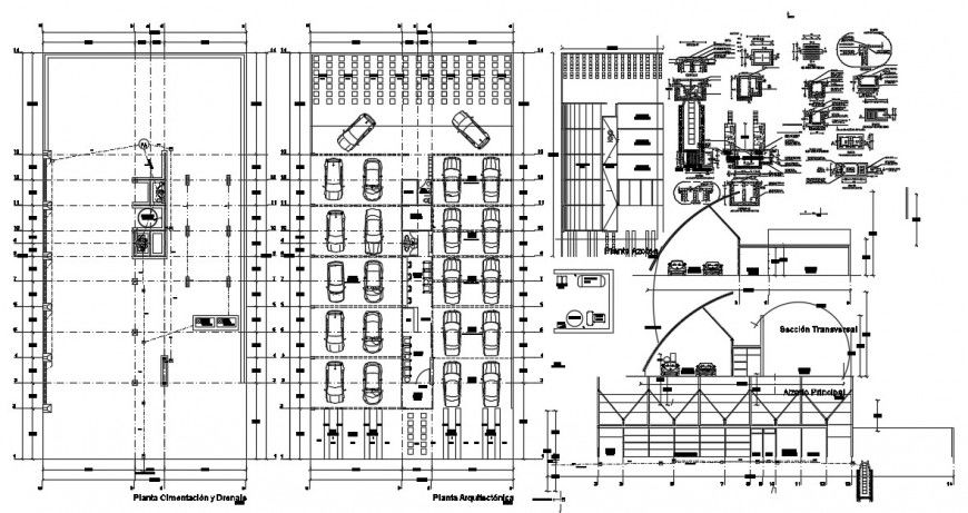 2d CAD drawings details of parking space detailing dwg file