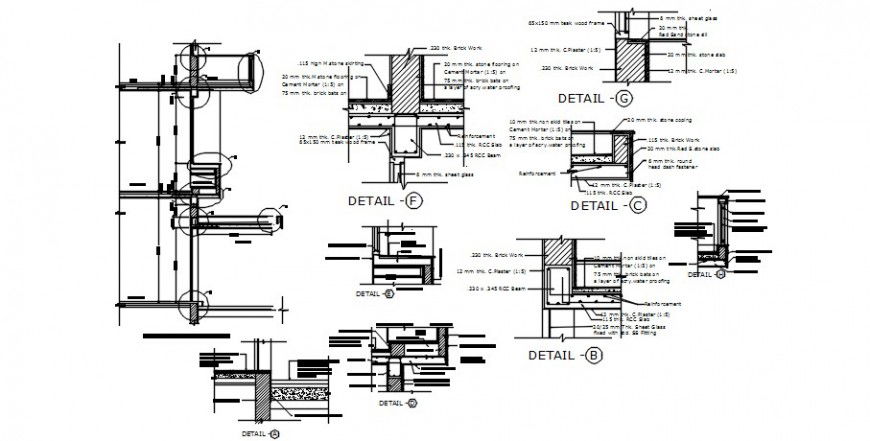 2d CAD drawings details of RCC structural block section dwg file