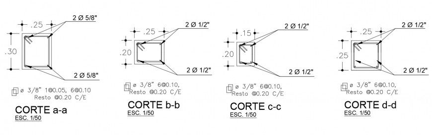 2d CAD drawings details of reinforcement structure autocad file