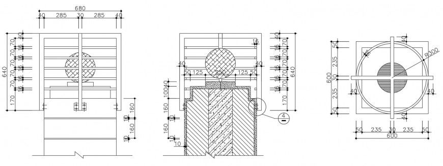 2d CAD drawings details of revolving door blocks dwg autocad file