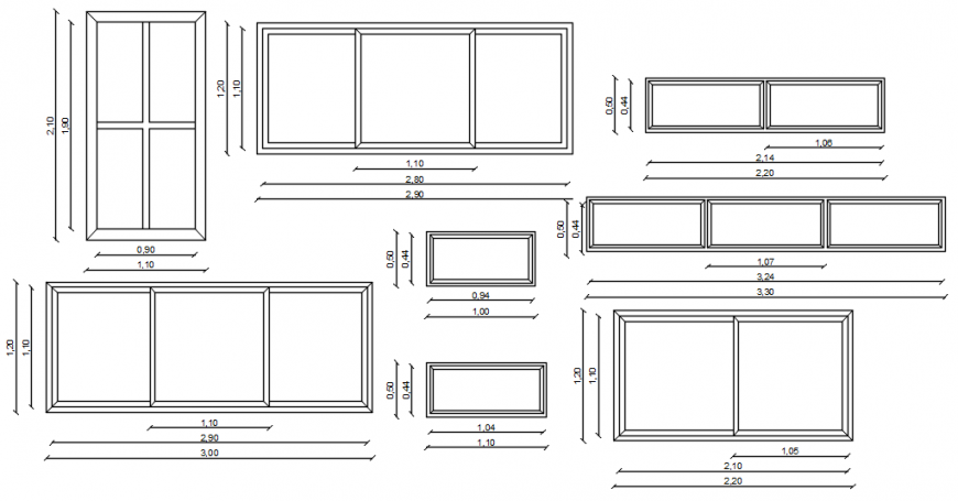 2d CAD drawings elevation of door window unit dwg autocad file