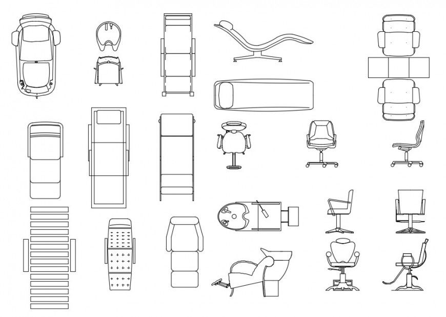 2d CAD drawings of chair furniture blocks units dwg file