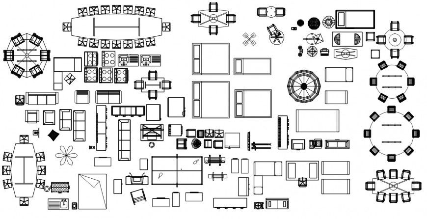 2d CAD drawings of furniture units blocks dwg autocad file