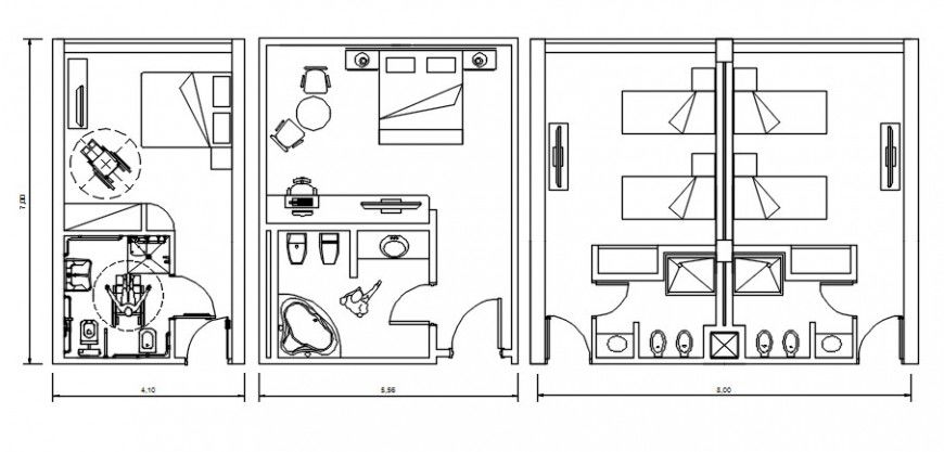 2d CAD drawings of hotel room plan detailing Autocad file