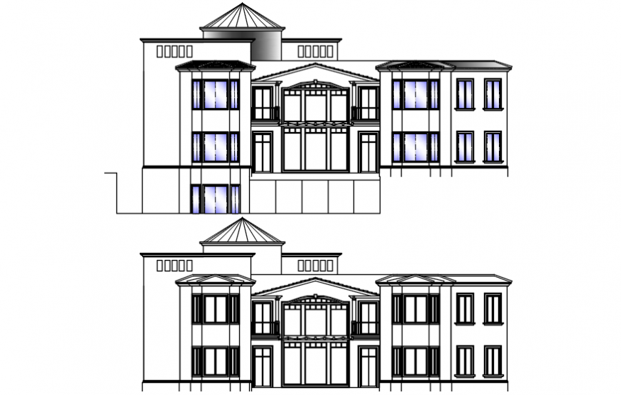 2d CAD drawings of house elevation dwg autocad file