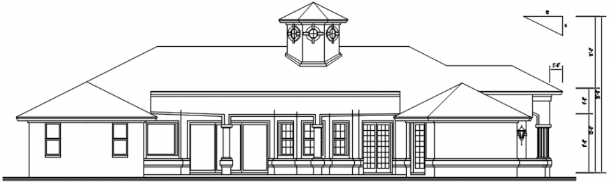2d CAD drawings of housing bungalow elevation dwg autocad file