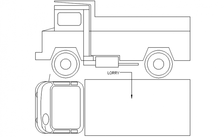 2d CAD drawings of lorry truck vehicle block dwg file