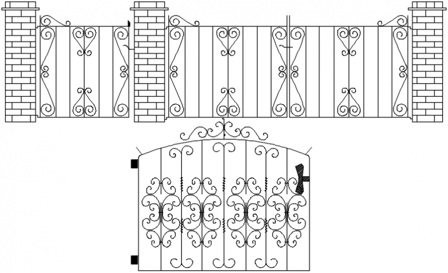 2d cad drawings of main gate 6 AutoCAD software