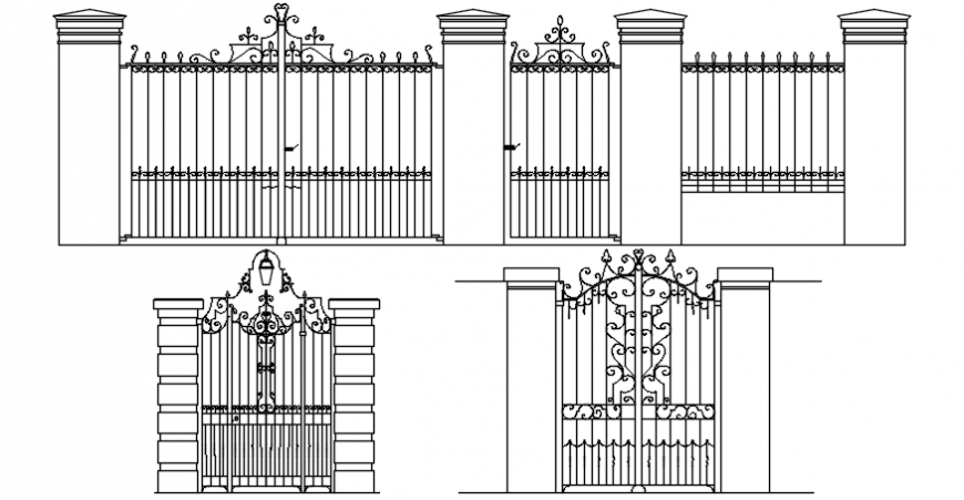 2d cad drawings of main gates Autocad software