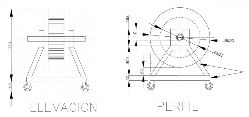 2d CAD drawings of mechanical blocks elevation details in autocad