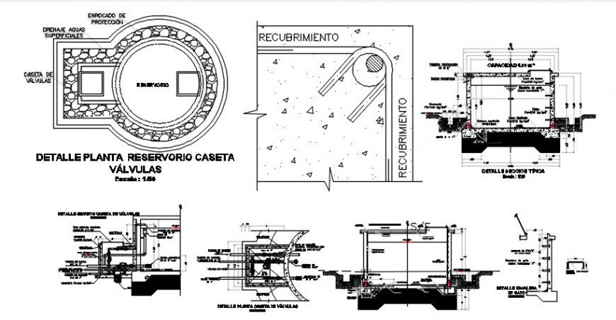 2d CAD drawings of reservoir tank block autocad file