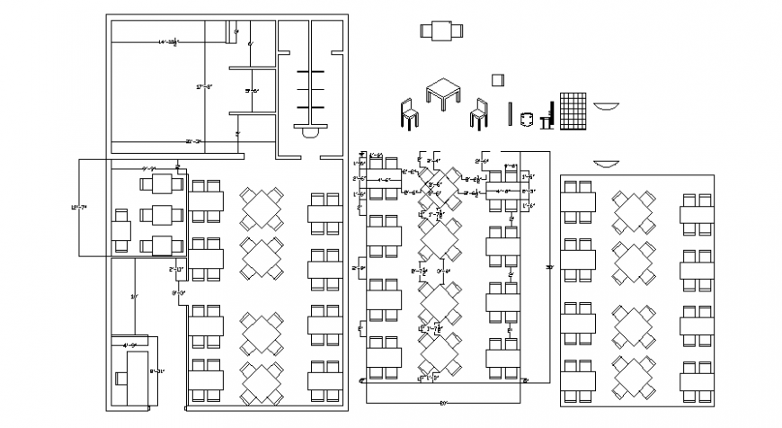 2d CAD drawings of restaurant building autocad file