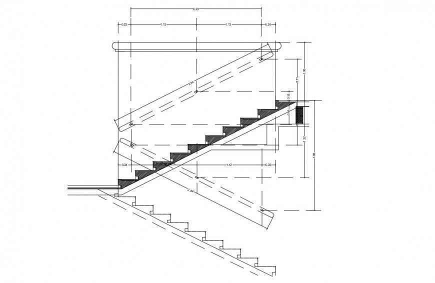 2d CAD drawings of staircase construction block dwg file