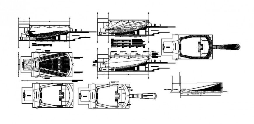 2d CAD drawings plan of auditorium building autocad file