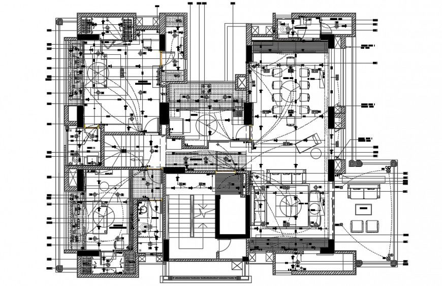 2d cad electrical layout plan of a house in dwg file