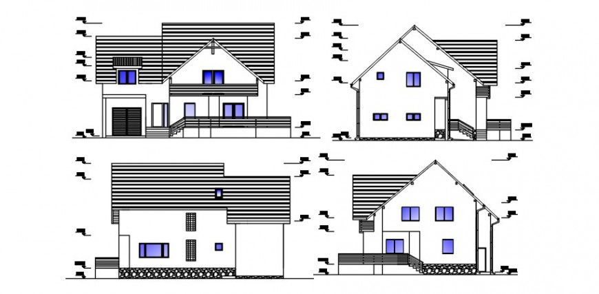 2d CAD elevation detailing of housing units autocad file