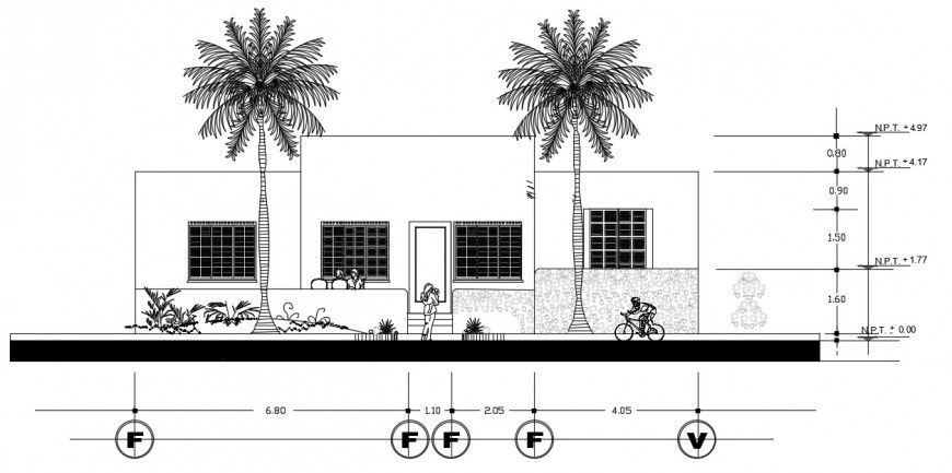 2d CAD elevation drawings details of house layout autocad file