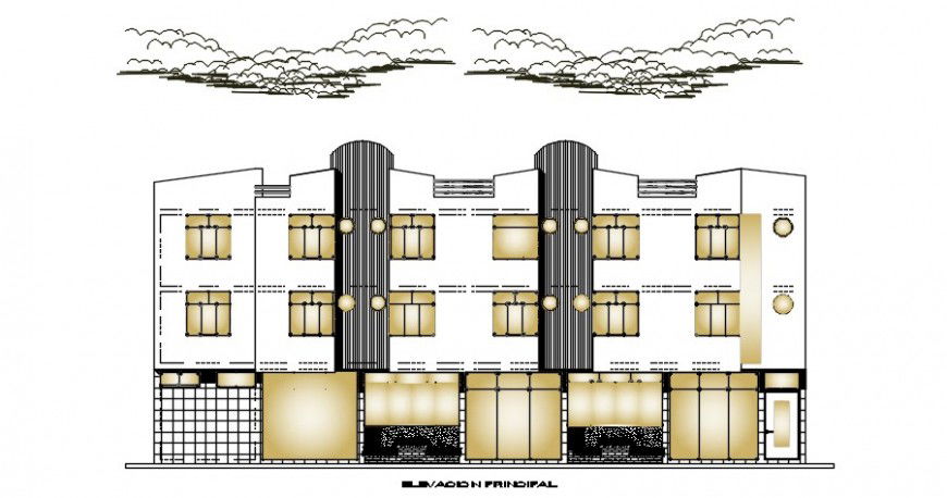 2d CAD elevation drawings of apartment blocks dwg file