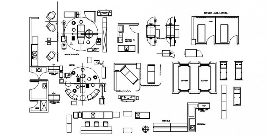 2d CAD elevation drawings of furniture desk block autocad software file