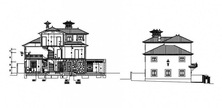 2d CAD elevation of house details autocad software file