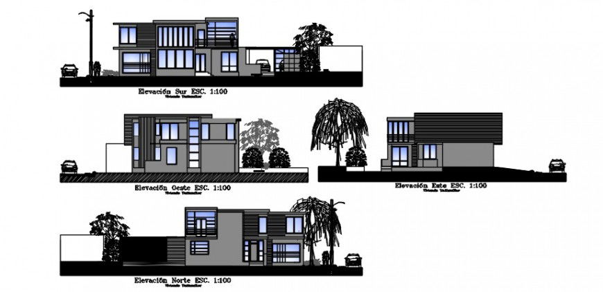 2d CAD elevation of residential building units 2d view autocad file