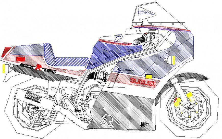 2d CAD elevation vehicle bike blocks dwg file