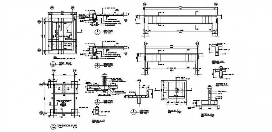 2d CAD footing RCC structure drawings details in autocad software file