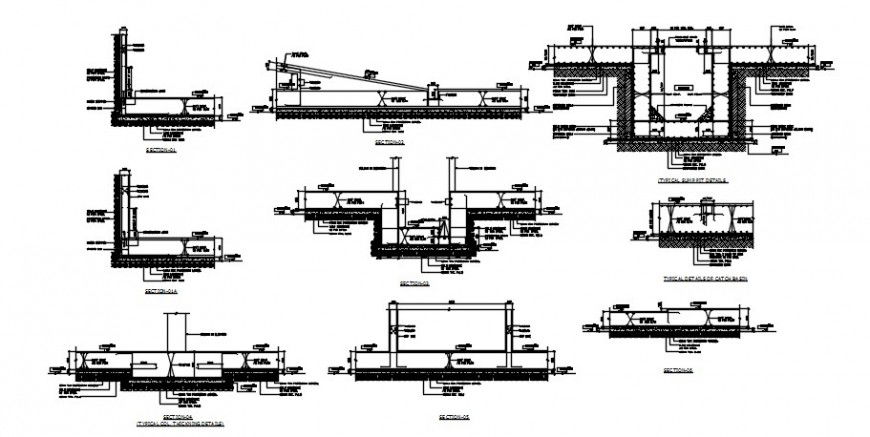 2d CAD footing structure detailing drawing in autocad softwrae file