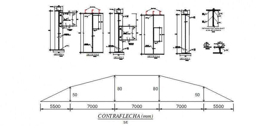 2d CAD joints and connections details of bridge structure dwg file t