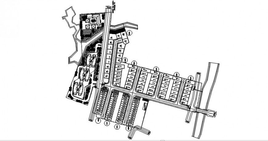 2d CAD layout site plan detailing of an area dwg file