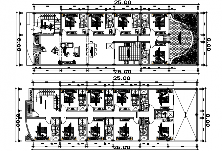 2d CAD plan drawings details of hotel building units dwg autocad file