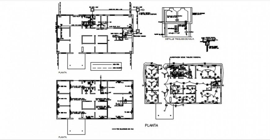 2d CAD plan of building with electrical installation details dwg file