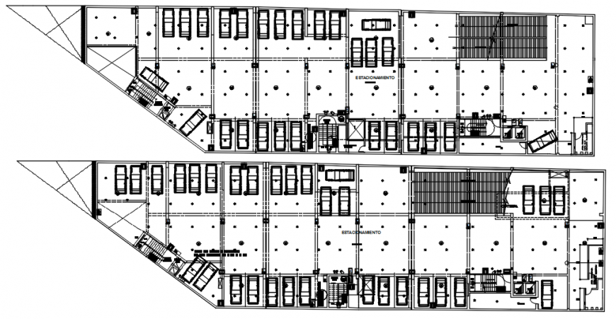 2d CAD plan of parking space area 2d view layout details in autocad file