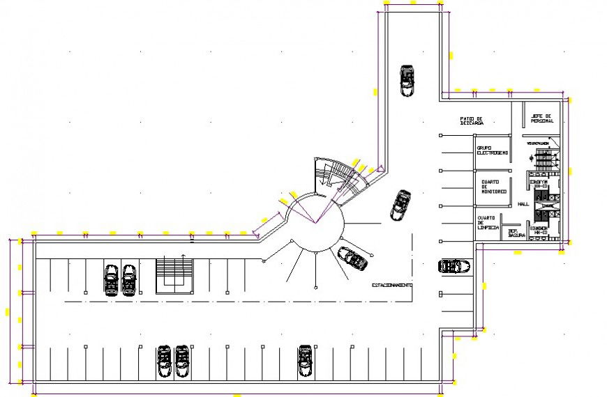 2d CAD plan of parking space details dwg autocad file