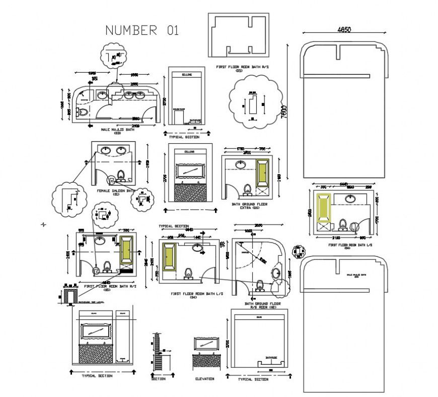 2d CAD plan of sanitary toilet aea details in autocad software file