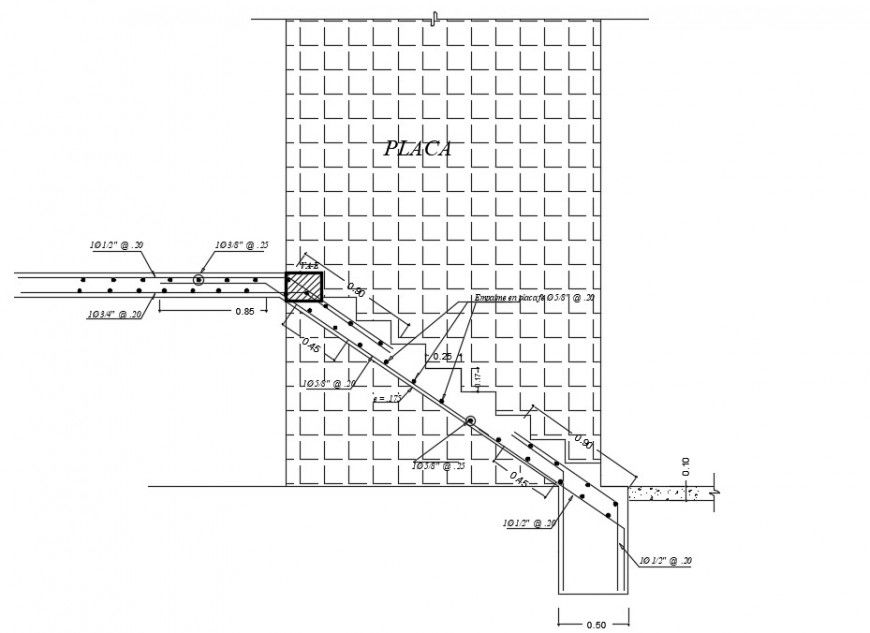 2d CAD RCC structural details of staircase autocad file