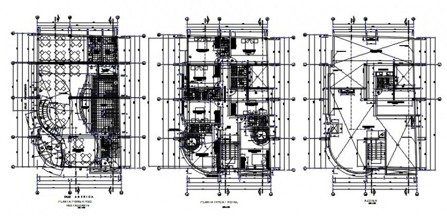 2d CAD restaurant building floor layout plan dwg file