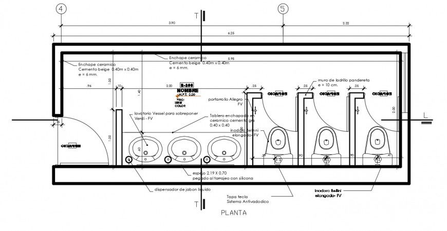 2d CAD Sanitary public toilet autocad software file