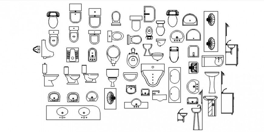 2d CAD sanitary units block detail in AutoCAD software file
