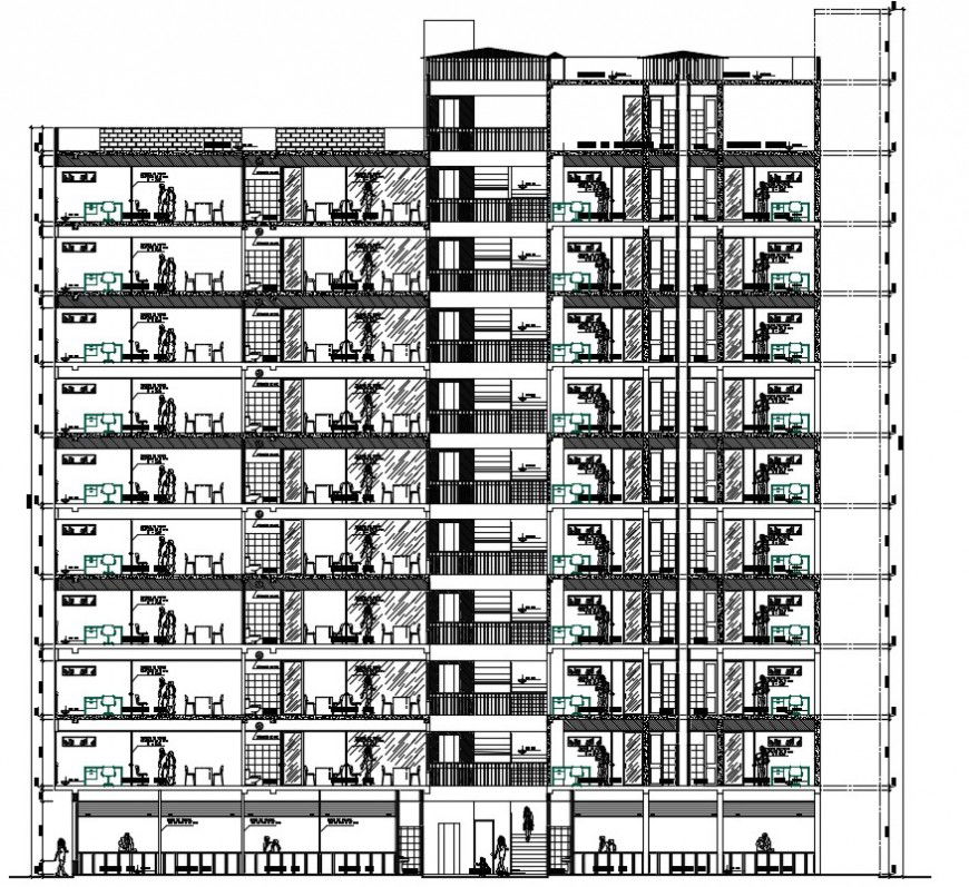2d CAD section drawings of house living apartment dwg file t