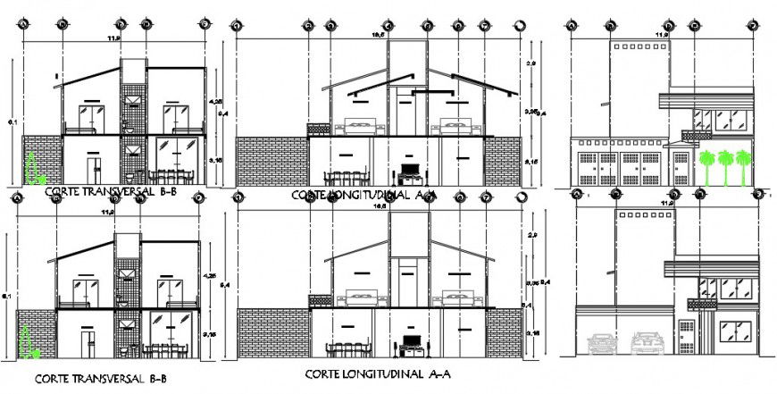 2d CAD sectional and elevation of house autocad software dwg file