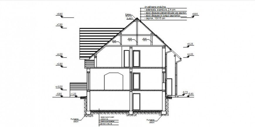 2d CAD sectional detail of house autocad software file