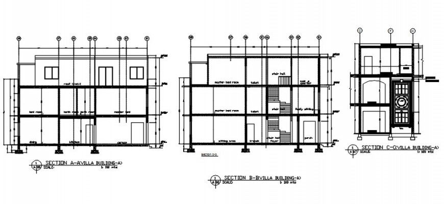 2d CAD sectional drawings details of housing apartments dwg file