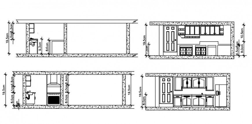 2d CAD sectional drawings details of kitchen autocad file