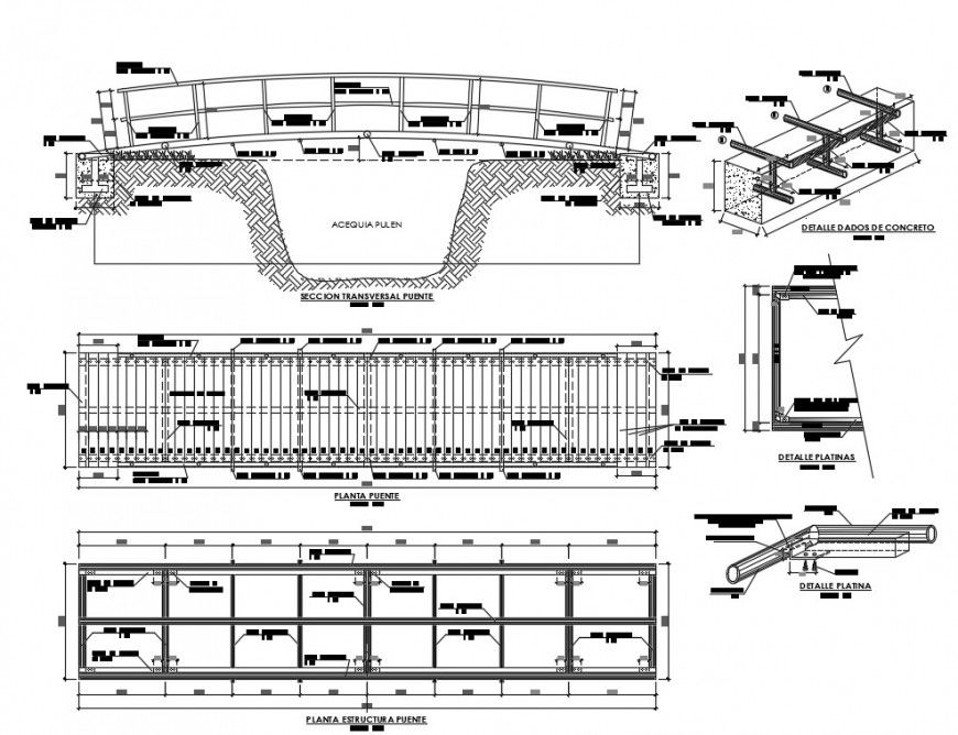 2d CAD structural details of bridge construction autocad software file